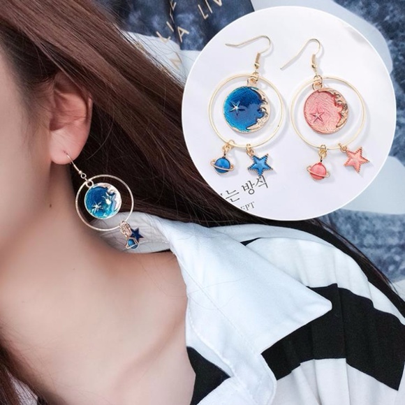 Cute Nation Jewelry - NEW MIDNIGHT Cute Star Planet Handmade Earrings 3